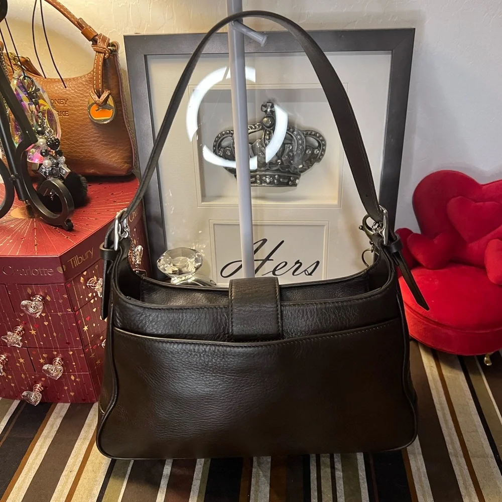 Coach 2005 Legacy Hampton Dark Brown Leather Handbag Shoulder Bag Satchel
